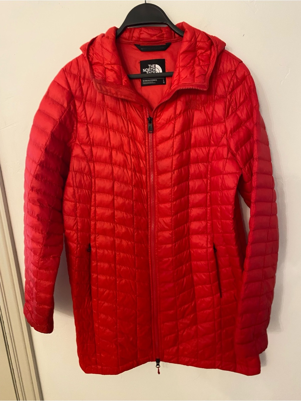 The North Face Women's Red Quilted Hooded Puffer Coat